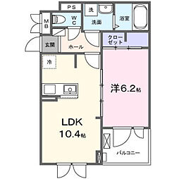フォンテーヌIII 1LDKの間取図画像