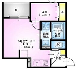 ＲＥＧＡＬＥＳＴ Ｓ 大和田 2階1LDKの間取り