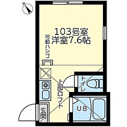 ユナイト弘明寺アレハンドロ ワンルームの間取図画像