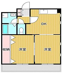 阪堺電気軌道阪堺線 細井川駅 徒歩7分の賃貸マンション 3階2DKの間取り
