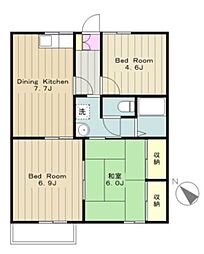 ジュネスハイムA 1階3DKの間取り