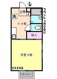 ブランシェノブ 1Kの間取図画像