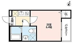 グランクオーレ武蔵浦和 2階1Kの間取り