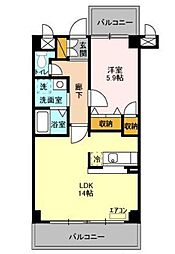 ヴェールフォート 1階1LDKの間取り
