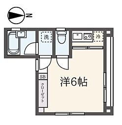 シティホーム片町 202 2階ワンルームの間取り