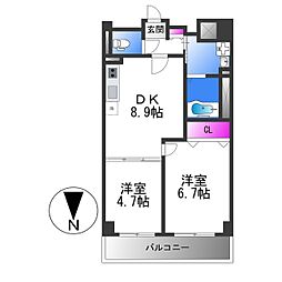 リアライズ今里南 2DKの間取図画像