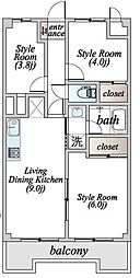 フォルトゥーナ新都心 2SLDKの間取図画像