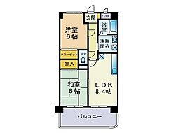 ミドール南ヶ丘 2DKの間取図画像