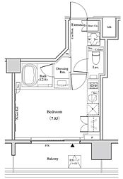 ザ・パークハビオ代々木 4階ワンルームの間取り