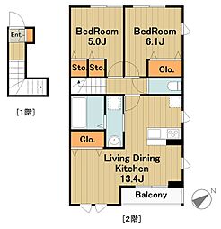 ライラック 2階2LDKの間取り