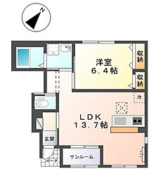 ディアイースト 1LDKの間取図画像