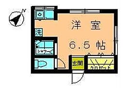 かえで荘 1階ワンルームの間取り