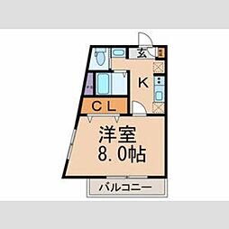 クレカーサ板橋 1階1Kの間取り
