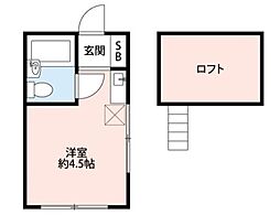 東大和ハイランド 2階ワンルームの間取り