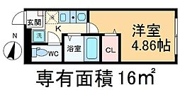 crealOUJISouth ワンルームの間取図画像
