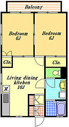 パルクヴィラ 2階2LDKの間取り
