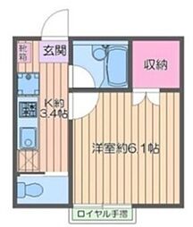 TMT壱番館 2階1Kの間取り