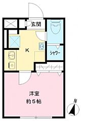 JR横須賀線 西大井駅 徒歩3分の賃貸マンション 1階1Kの間取り
