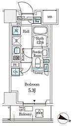 PARKAXIS横浜阪東橋 1Kの間取図画像