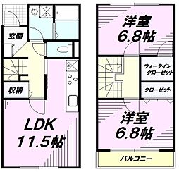 JR横浜線 八王子みなみ野駅 徒歩8分の賃貸一戸建て 2LDKの間取り