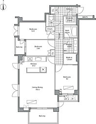 レジディア御殿山 3階3LDKの間取り