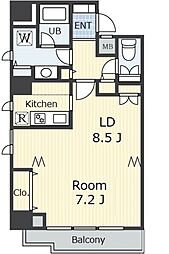 白金アネックス 9階1LDKの間取り
