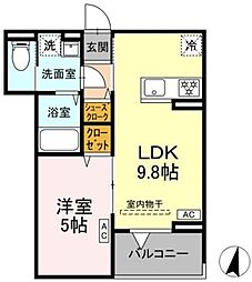 セレスティア大島 202 2階1LDKの間取り