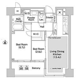 コンフォリア赤坂 2LDKの間取図画像