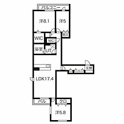 阪急今津線 門戸厄神駅 徒歩4分の賃貸アパート 3階3LDKの間取り