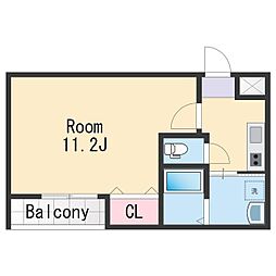 フジパレス田中町 1Kの間取図画像