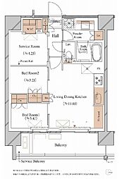 ブランシエスタ木場 7階2SLDKの間取り