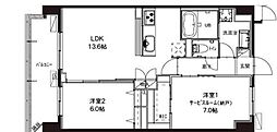 ブルーブラン新横浜 2LDKの間取図画像