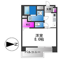 LINX大阪城イーストレジデンス 1Kの間取図画像