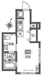 東急池上線 洗足池駅 徒歩5分の賃貸アパート 1階ワンルームの間取り