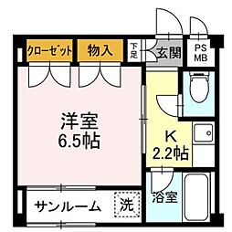 AWAビル 1Kの間取図画像