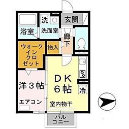 和歌山電鐵貴志川線 日前宮駅 徒歩16分の賃貸アパート 1階1DKの間取り