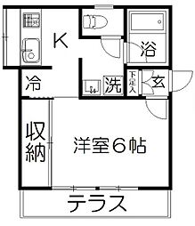 シャトルハウスII 1階1Kの間取り