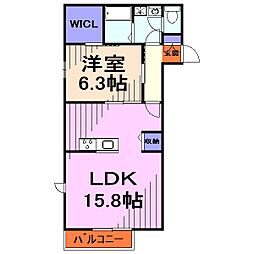 ベルエスペランサドゥ 1LDKの間取図画像