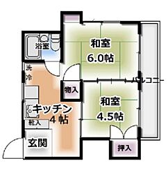 栄美荘 2階2Kの間取り