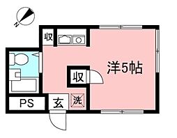 ポディウム1 2階ワンルームの間取り