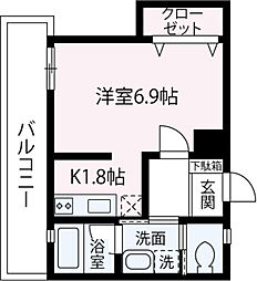 コンフォルト 1Kの間取図画像