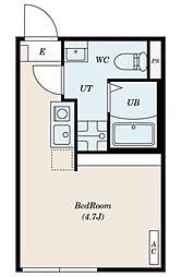 HANABUSA V 2階ワンルームの間取り