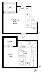 スクエアコート早稲田 1階1LDKの間取り