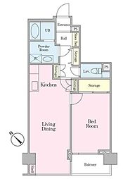 ティーズガーデン八丁堀 5階1LDKの間取り