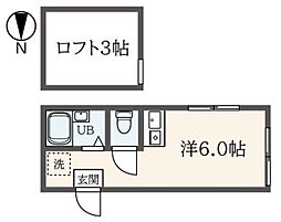 ユナイト西谷パンプローナの丘 ワンルームの間取図画像
