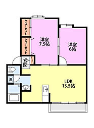 ガーデンシティハウスD 2LDKの間取図画像