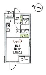 n flat 2階1Kの間取り