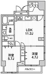 ミリアレジデンス上池袋 4階2LDKの間取り