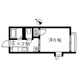 グリーンコーポK2 1Kの間取図画像