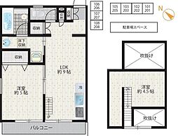 アップライン 2階2LDKの間取り